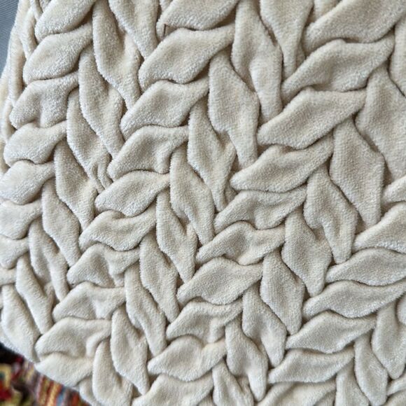 Pier 1 Ivory Textured Pillow Covers (2) 16”x16” - Picture 3 of 9